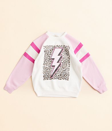 Modish Rebel Girls - Leopard Lightning Bolt Pullover front view