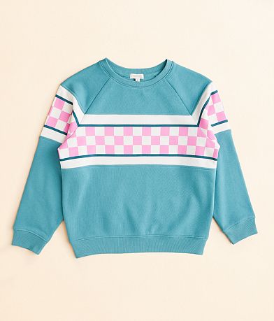 Modish Rebel Girls - Checker Stripe Pullover front view