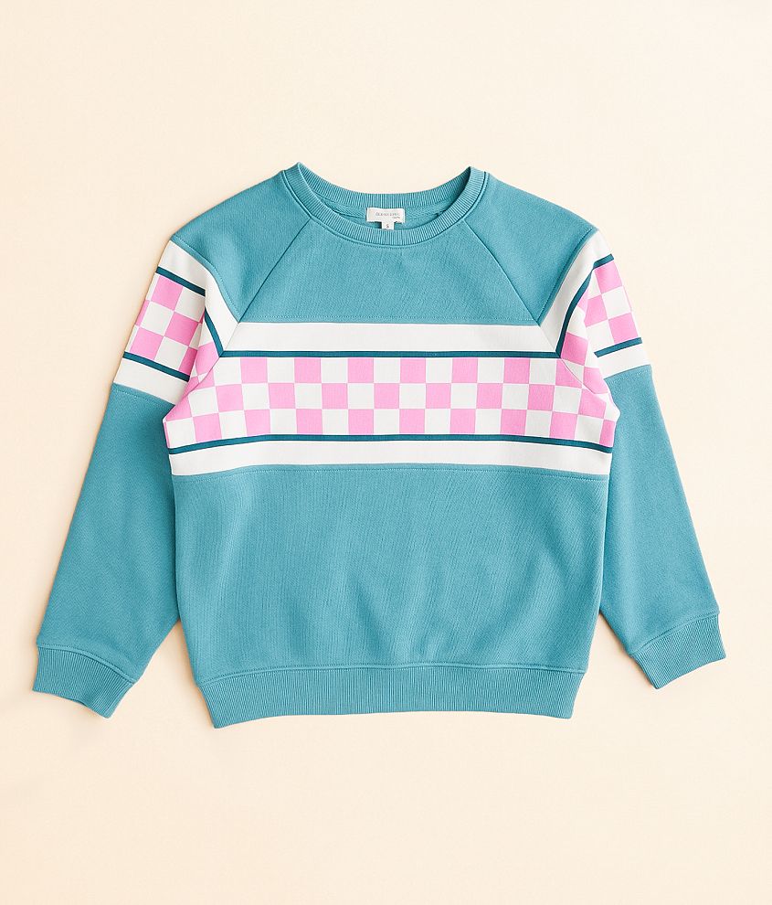 Girls - Modish Rebel Checker Stripe Pullover front view