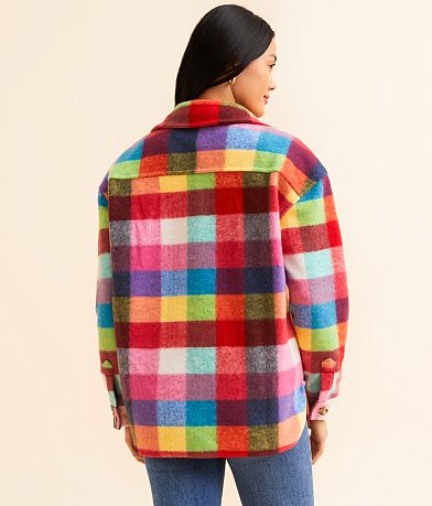 Open SZN Plaid Fleece Shacket BACK