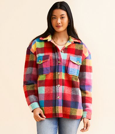 Open SZN Plaid Fleece Shacket FULL_RIGHT_SIDE