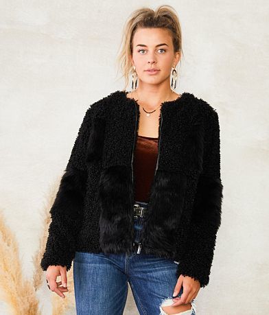 Willow & Root Pieced Faux Fur Jacket front view