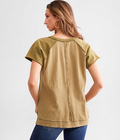 BKE Washed Raglan Henley BACK