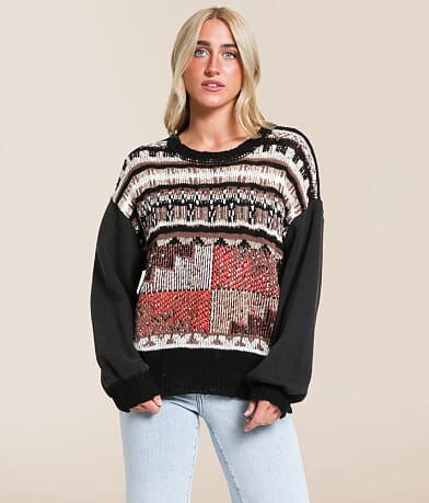 Gilded Intent Mixed Sweater front view