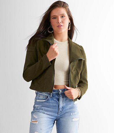 Daytrip Faux Suede Moto Jacket front view
