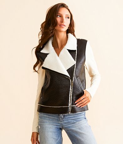 Open SZN Faux Leather Sherpa Vest FULL_RIGHT_SIDE