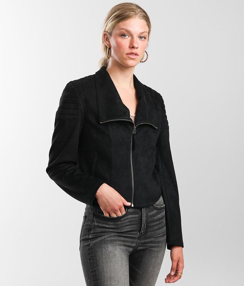 Faux Suede Jacket, Black