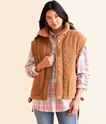 Open SZN Oversized Sherpa Vest - Women's Coats & Jackets in Camel