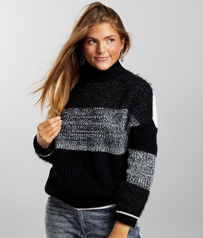 Willow &#38; Root Striped Mock Neck Sweater front view