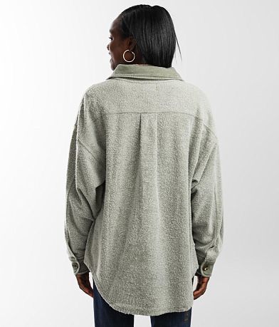 BKE Washed Fleece Shacket BACK
