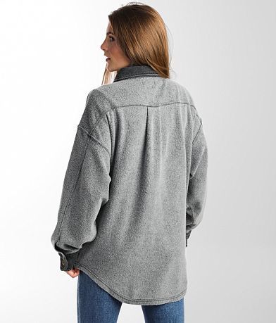 BKE Reverse Fleece Shacket BACK