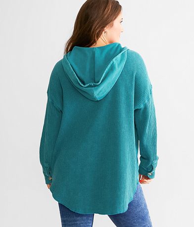 BKE Hooded Waffle Knit Shirt BACK