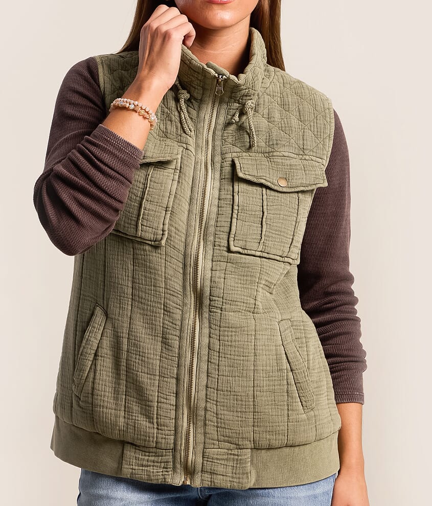 Crinkle Quilted Vest - thumbnail 4