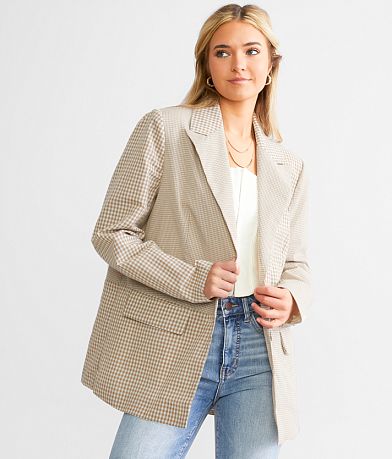 Willow & Root Mixed Plaid Blazer front view