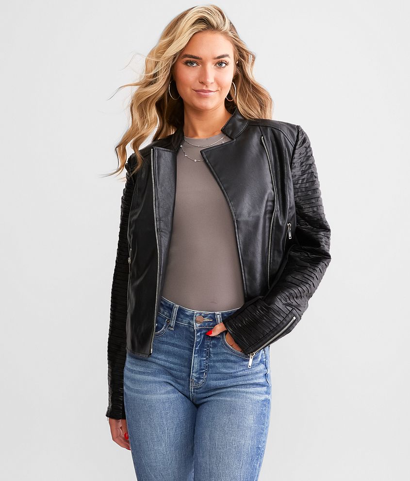 Textured biker clearance jacket