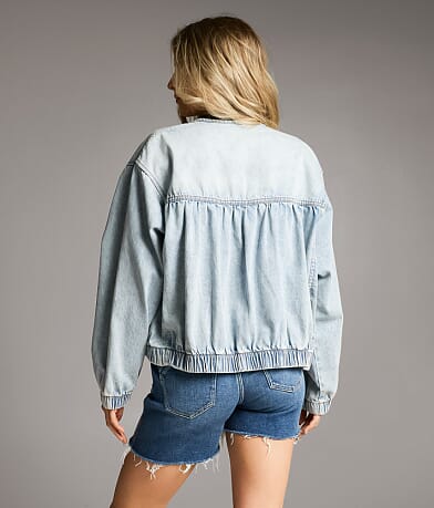 Ruched Denim Bomber Jacket thumbnail 4