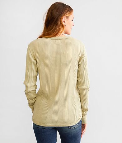 BKE Varigated Rib Henley BACK