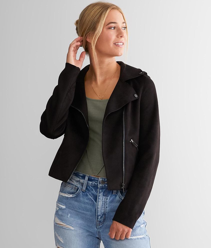 Black faux shop suede jacket womens