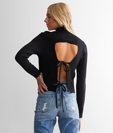 red by BKE Open Back Tie Sweater front view