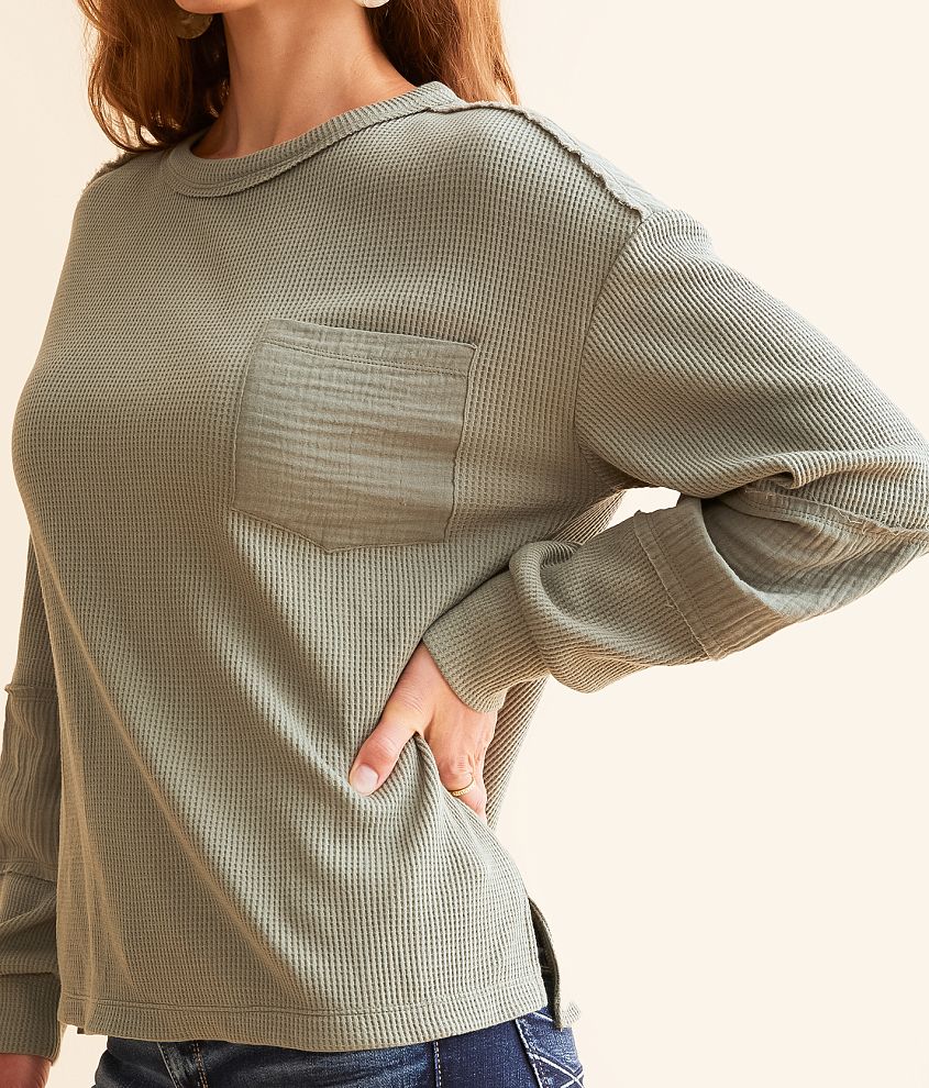 Pieced Waffle Knit Top