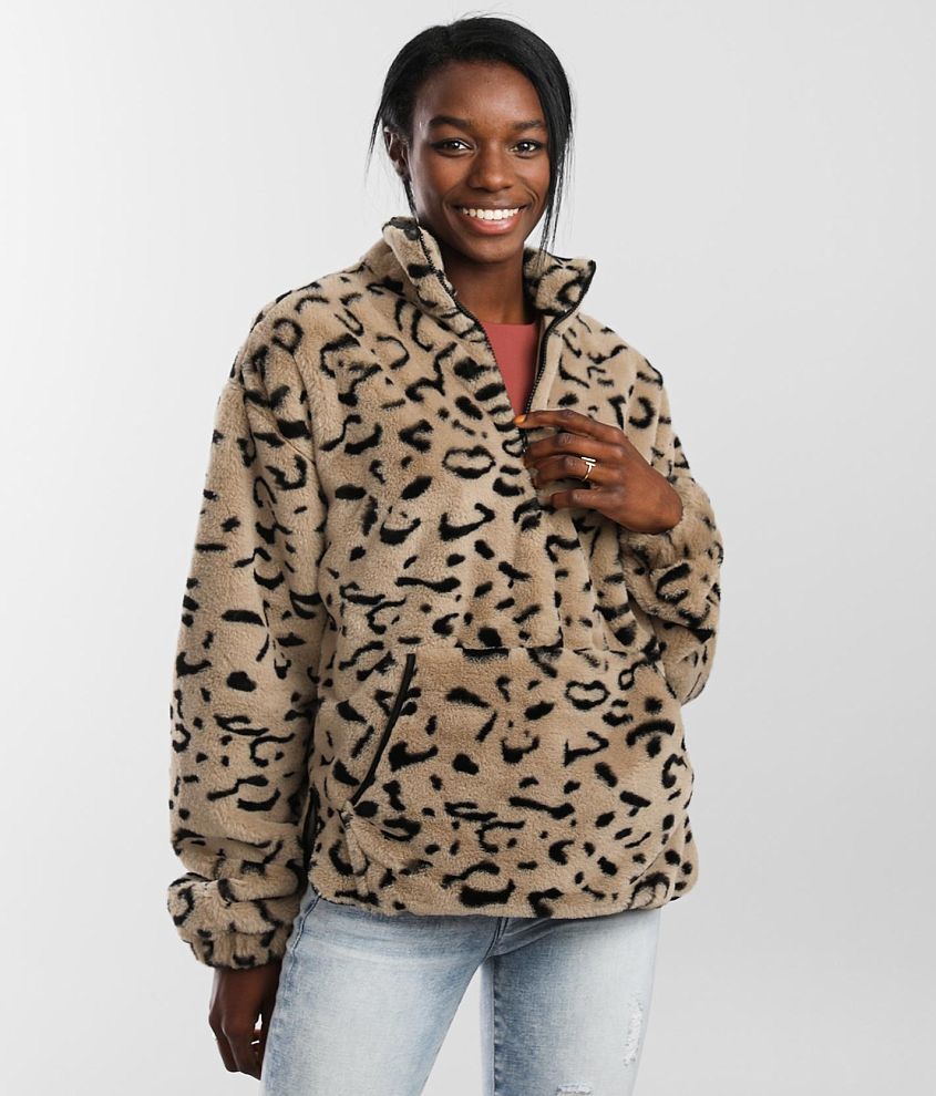 Cheetah Print Faux Fur Pullover