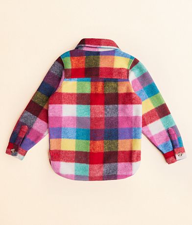 BKE Girls - Plaid Fleece Shacket back view
