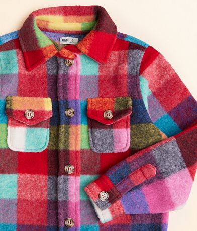 BKE Girls - Plaid Fleece Shacket misc detail 1 view