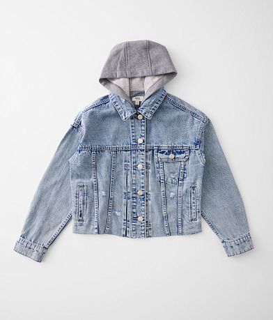 BKE Girls - Hooded Denim Jacket front view