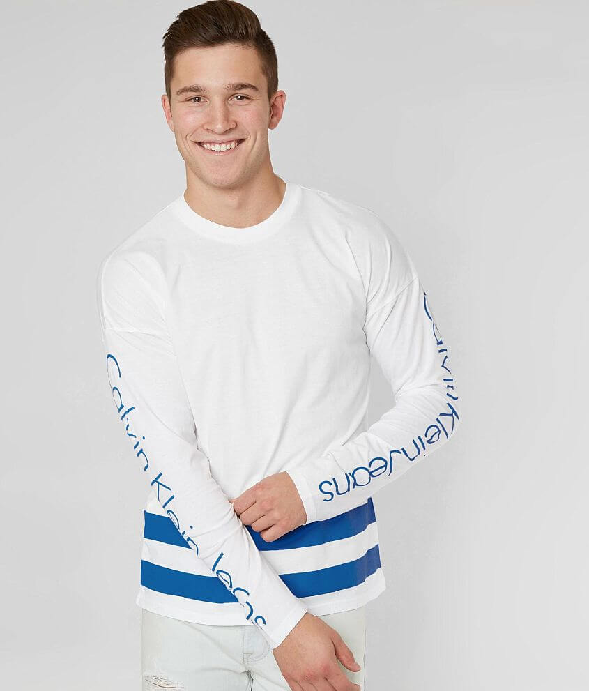 Calvin Klein Athletic Stripe T-Shirt - Men's T-Shirts in Strong Blue |  Buckle