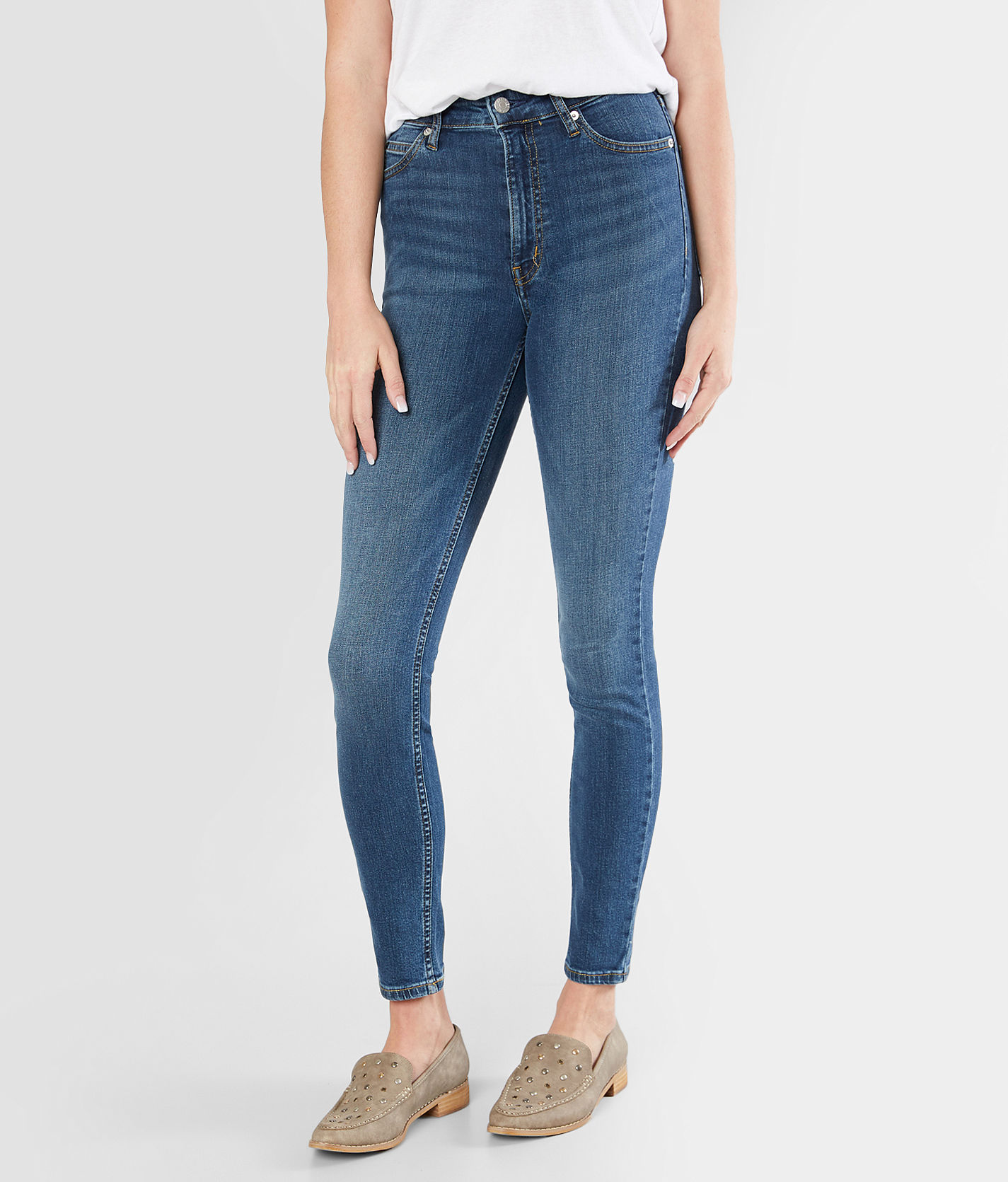Calvin Klein High Rise Skinny Stretch Jean - Women's Jeans in Malibu Blue  Mid | Buckle
