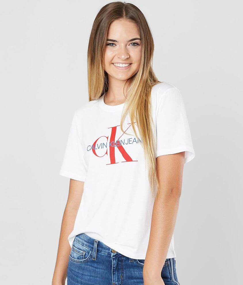 Calvin Klein Logo T-Shirt - Women's T-Shirts in Standard White | Buckle