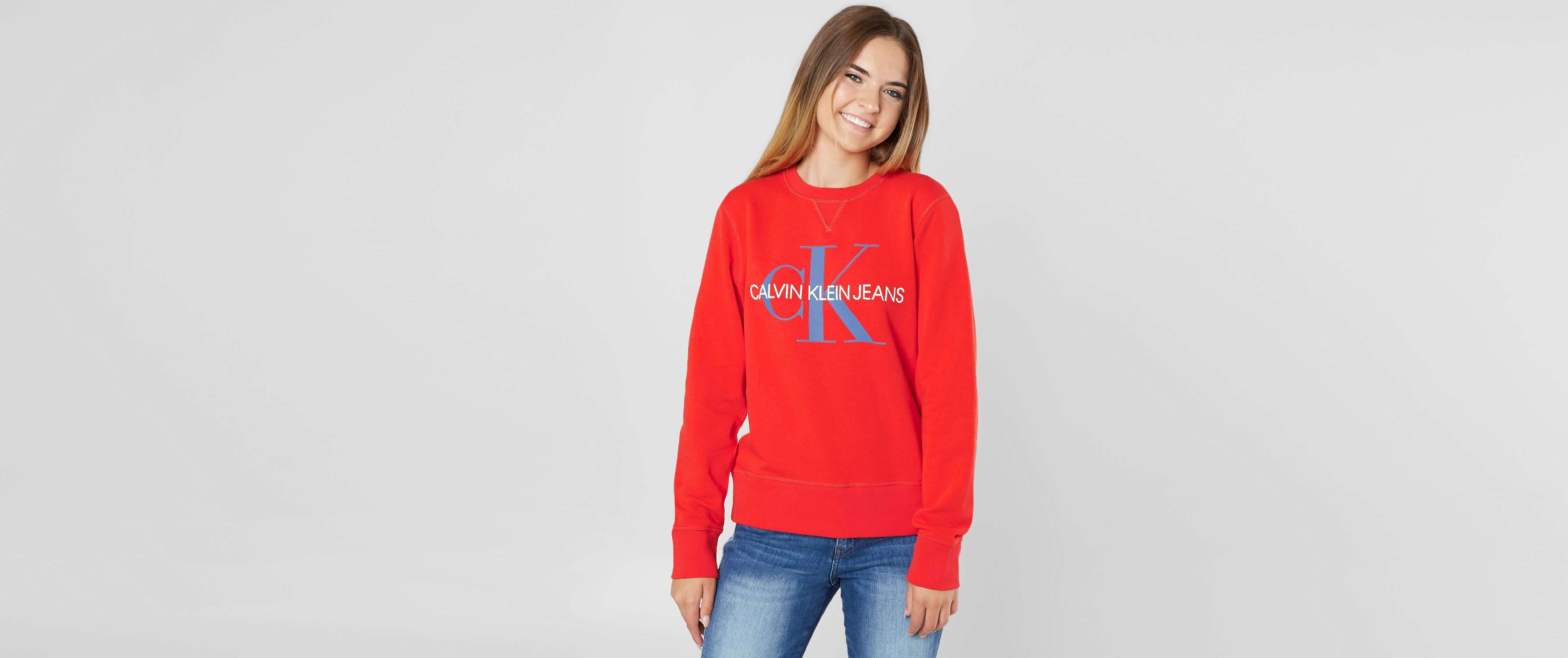 red calvin klein sweatshirt