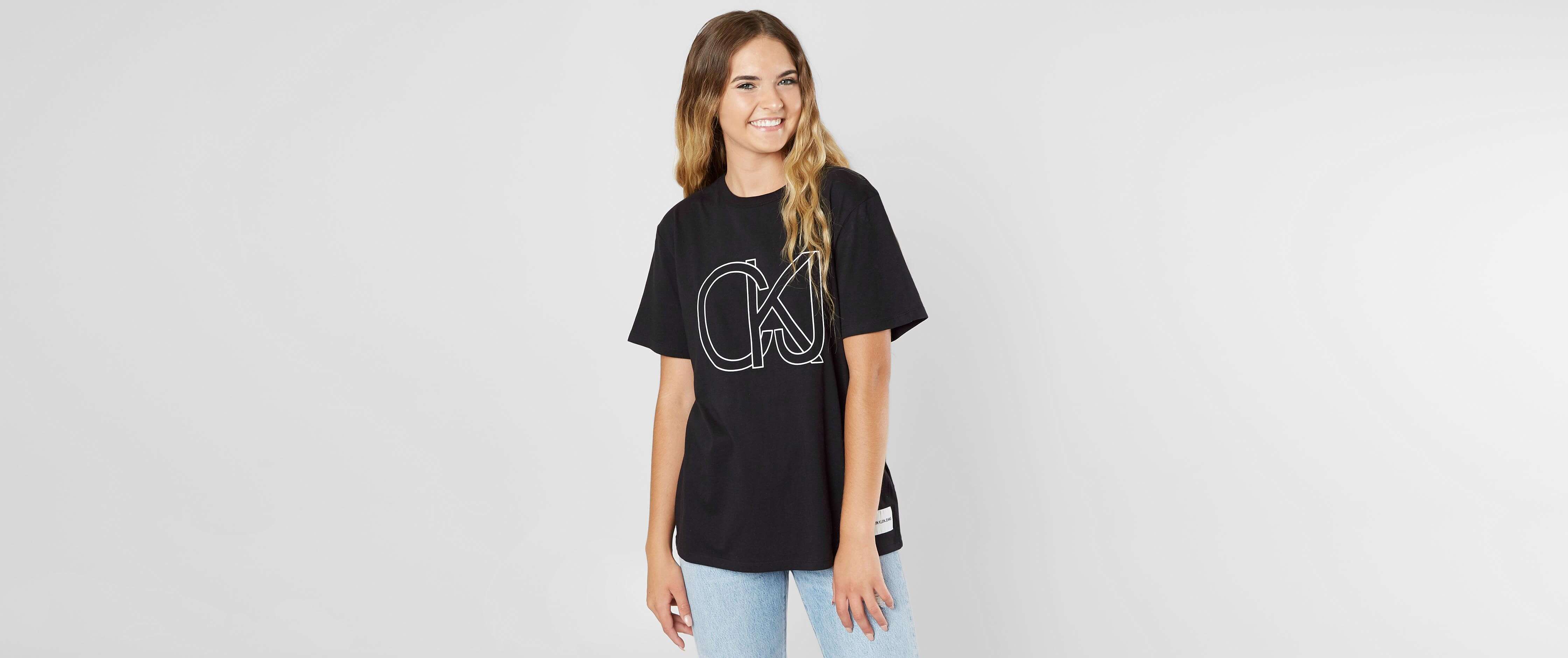 womens calvin klein logo t shirt