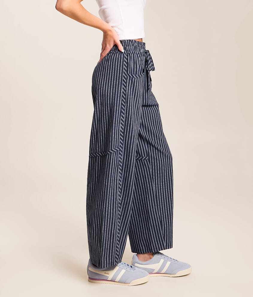 High Rise Striped Barrel Pant