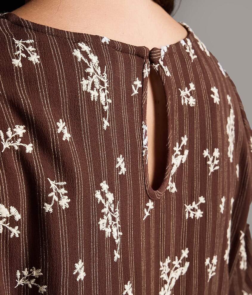 Striped Floral Embroidered Top - thumbnail 4