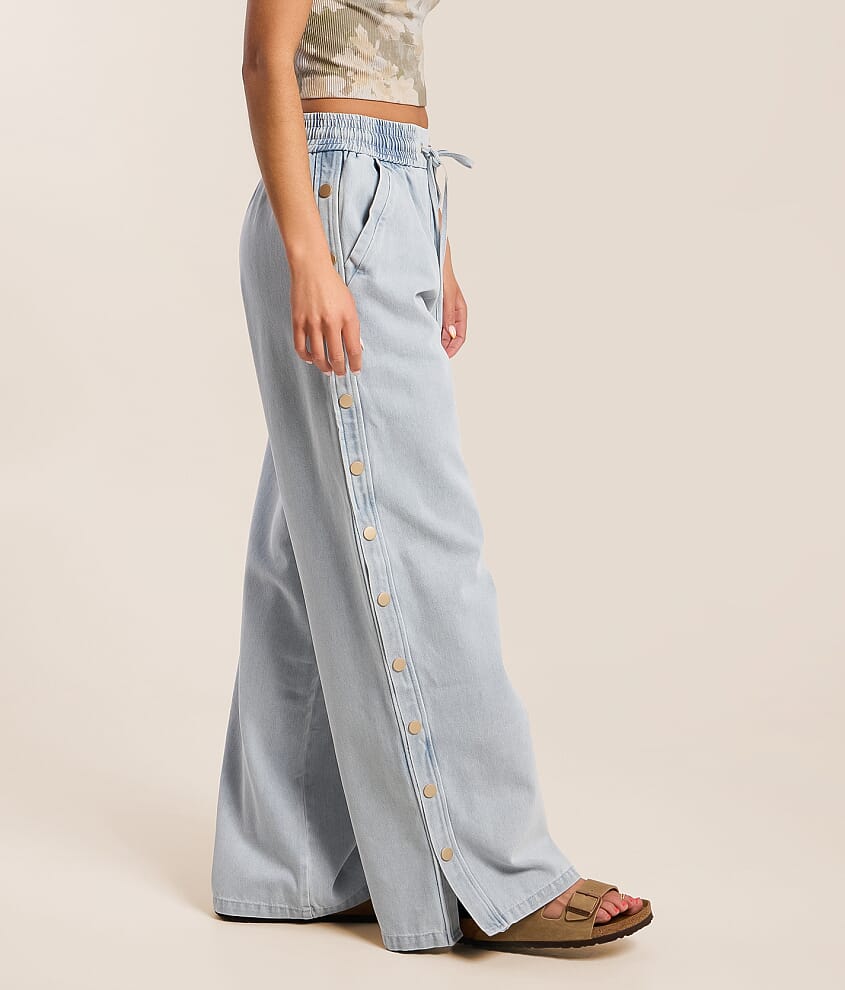 High Rise Wide Leg Baggy Side Snap Jean