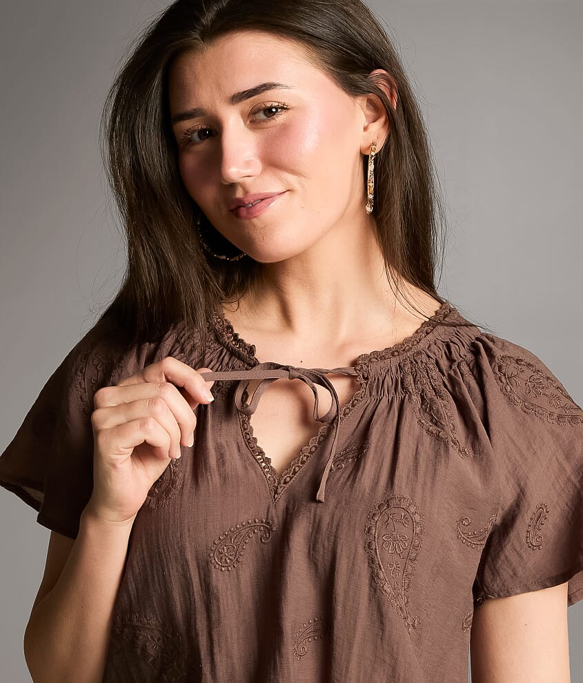 Embroidered Paisley Top