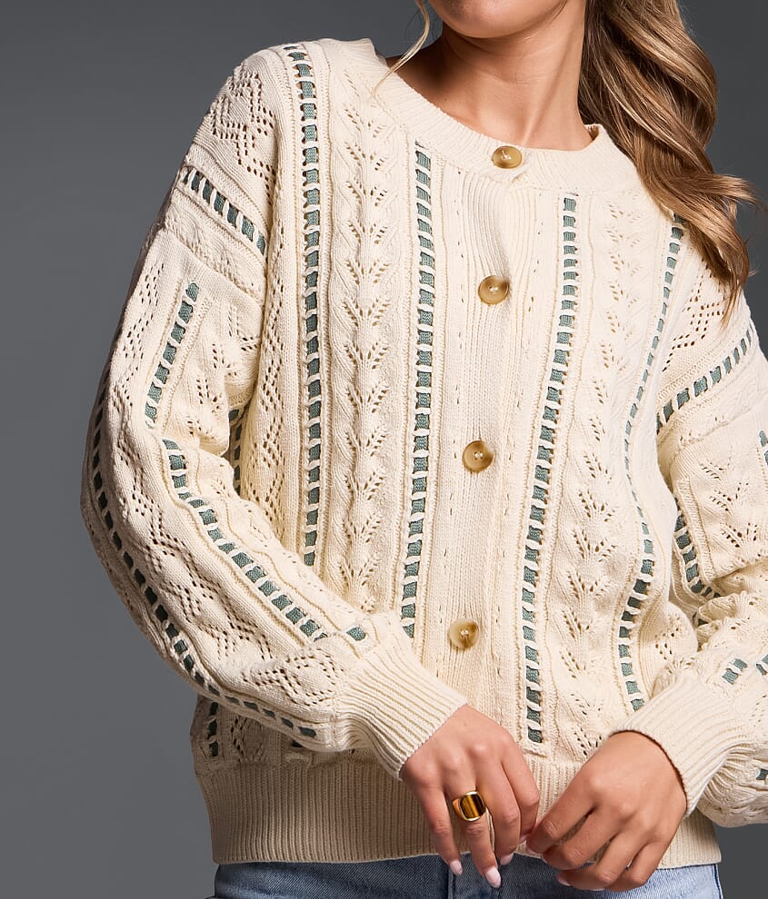 Refined Edit - Contrast Stripe Cardigan Sweater - thumbnail 3