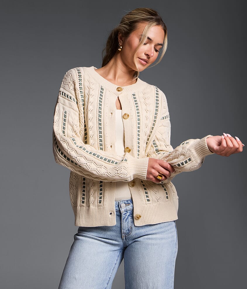 Refined Edit - Contrast Stripe Cardigan Sweater