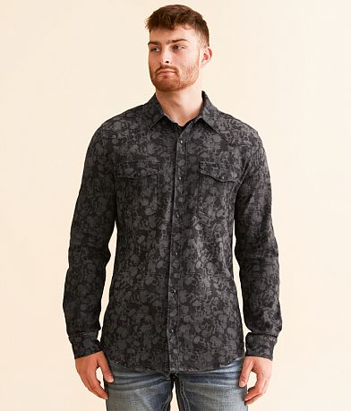 Canyon of Heroes Skulls Denim Stretch Shirt full right side view