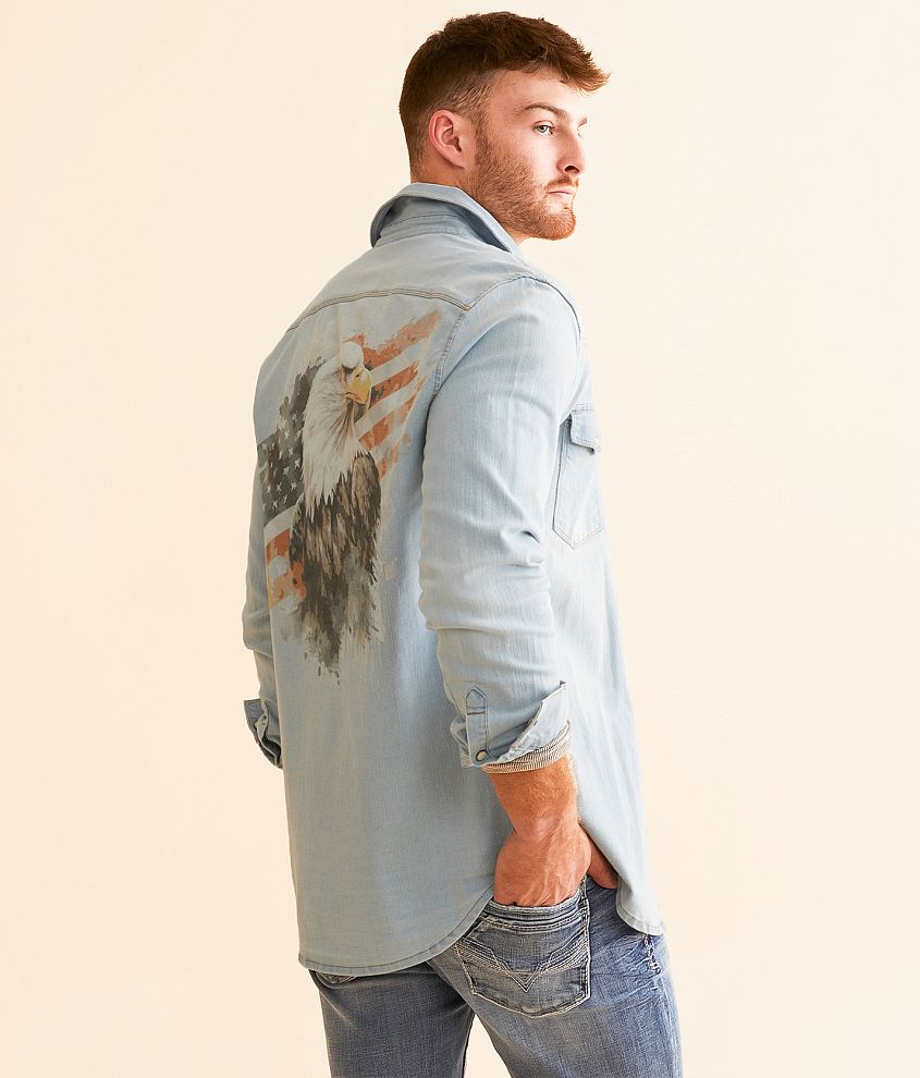 Canyon of Heroes Patriot Denim Stretch Shirt front view