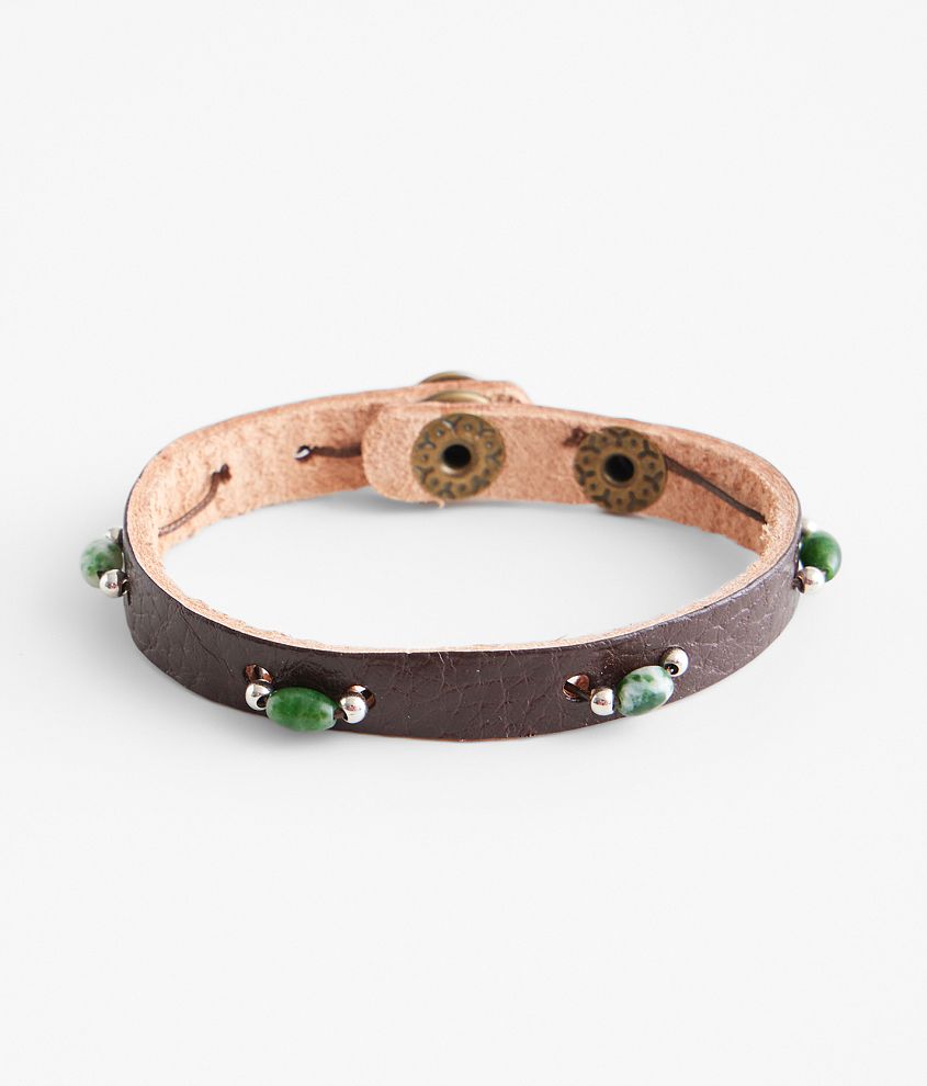 BKE Beaded Leather Bracelet front view