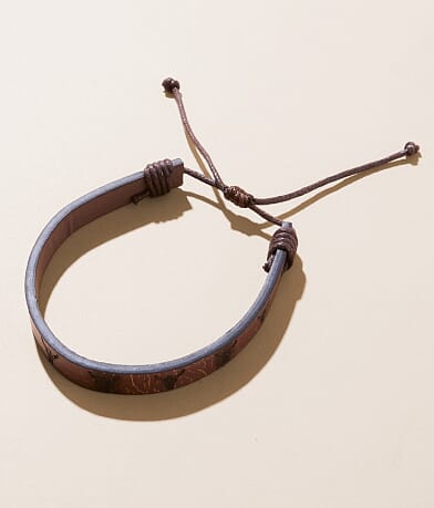 BKE Steer Stamped Leather Bracelet front view