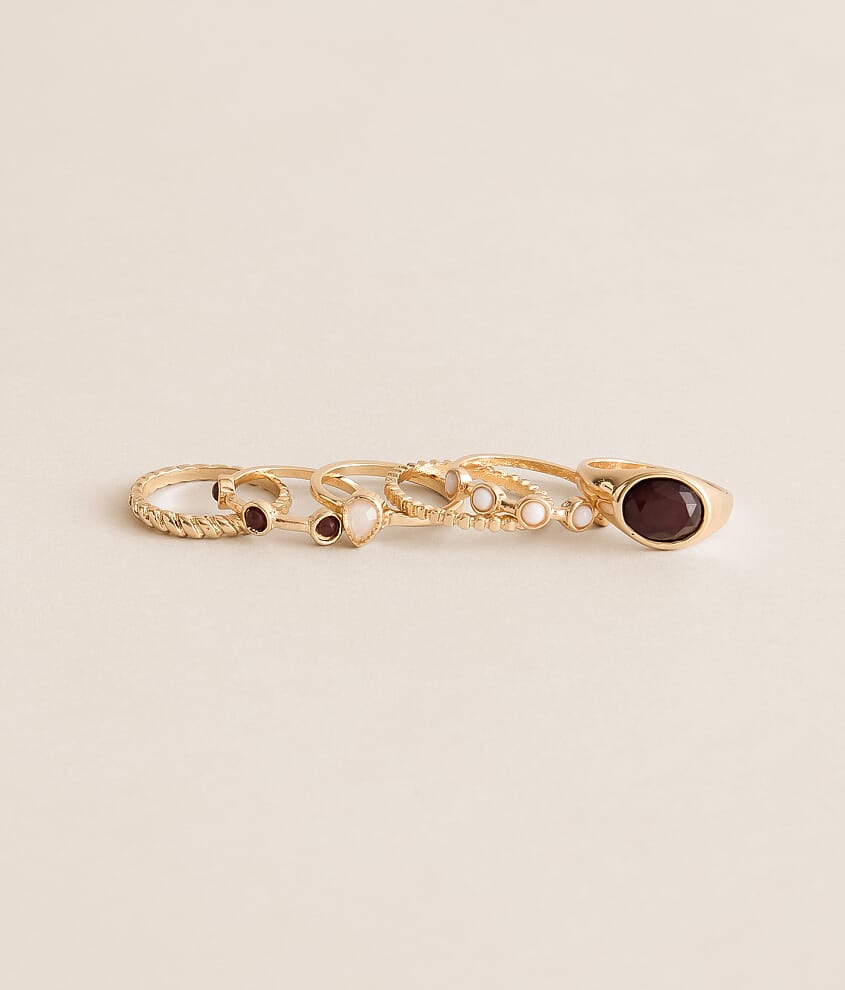 6 Pack Stone Ring Set