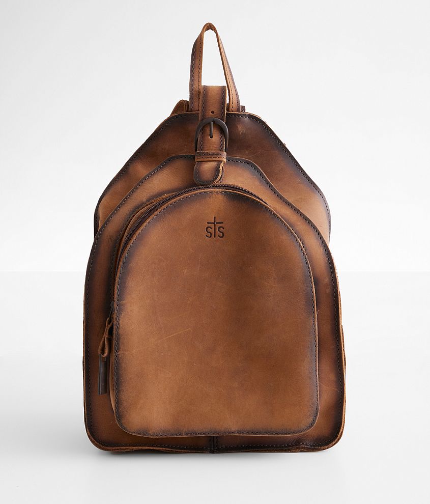 STS Teak Leather Backpack front view