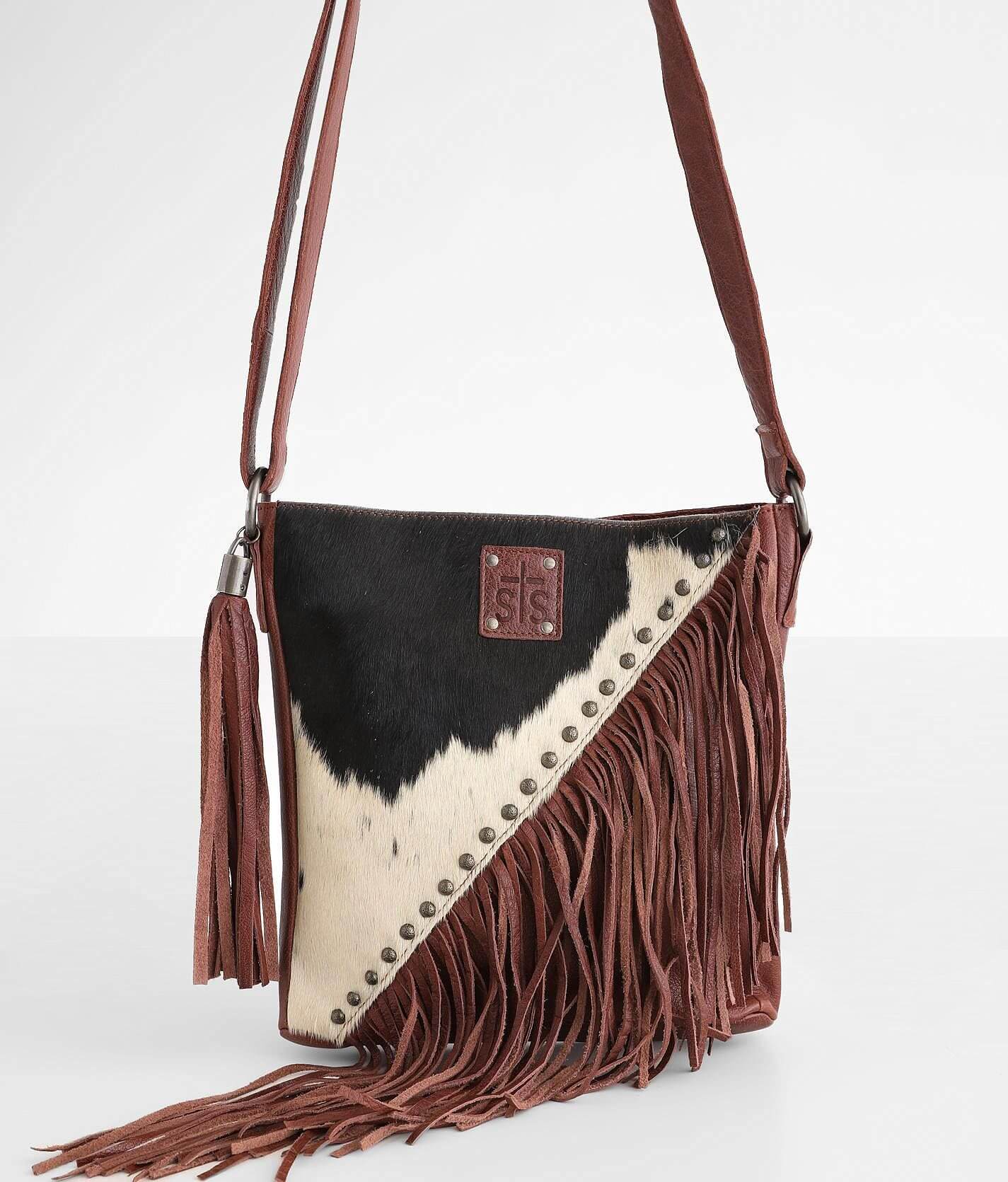 STS Ranchwear Harmony Crossbody with Fringe STS33588, Brown, Red: Handbags