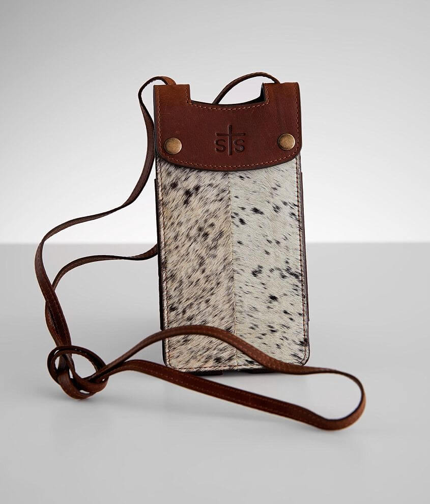 STS Cowhide Cell Phone Crossbody Leather Purse front view