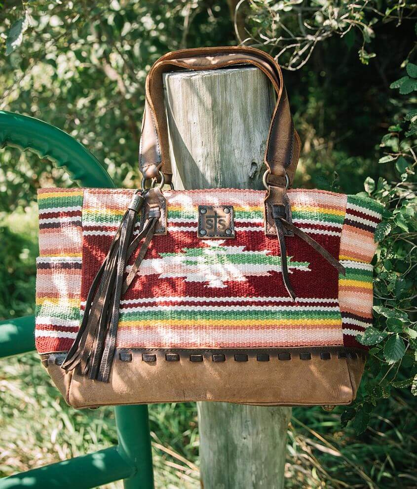 STS Buffalo Girl Leather Serape Tote front view