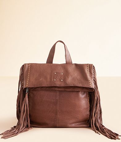 STS Gwen Indie Walnut Leather Fringe Backpack front view