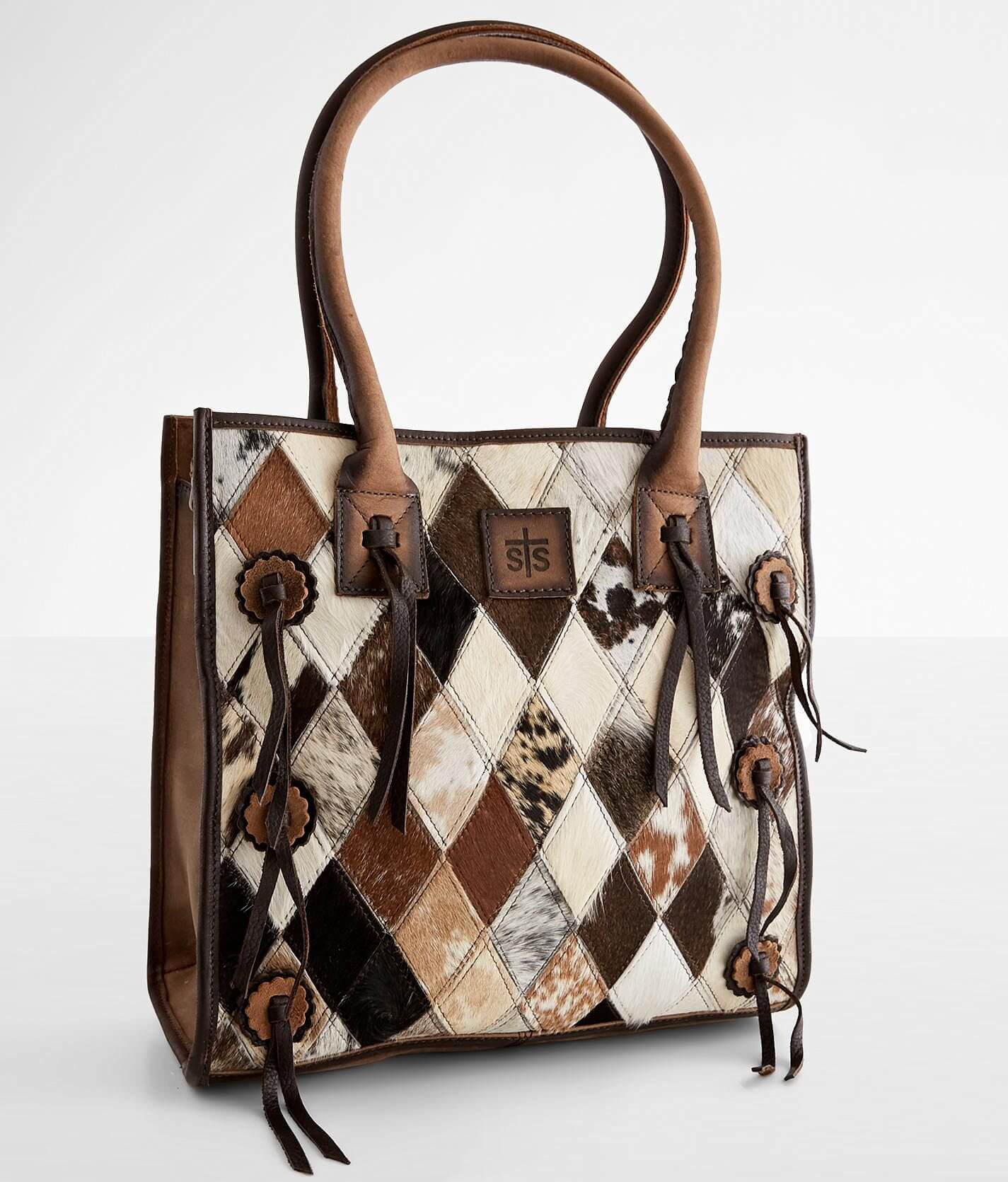 STS Diamond Cowhide Leather Tote Purse - Women's Bags